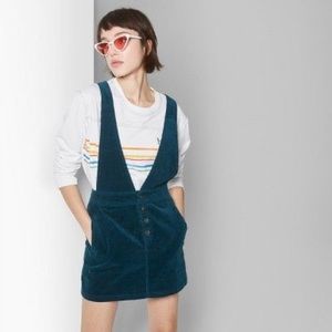 Wild Fable teal button-front pinafore